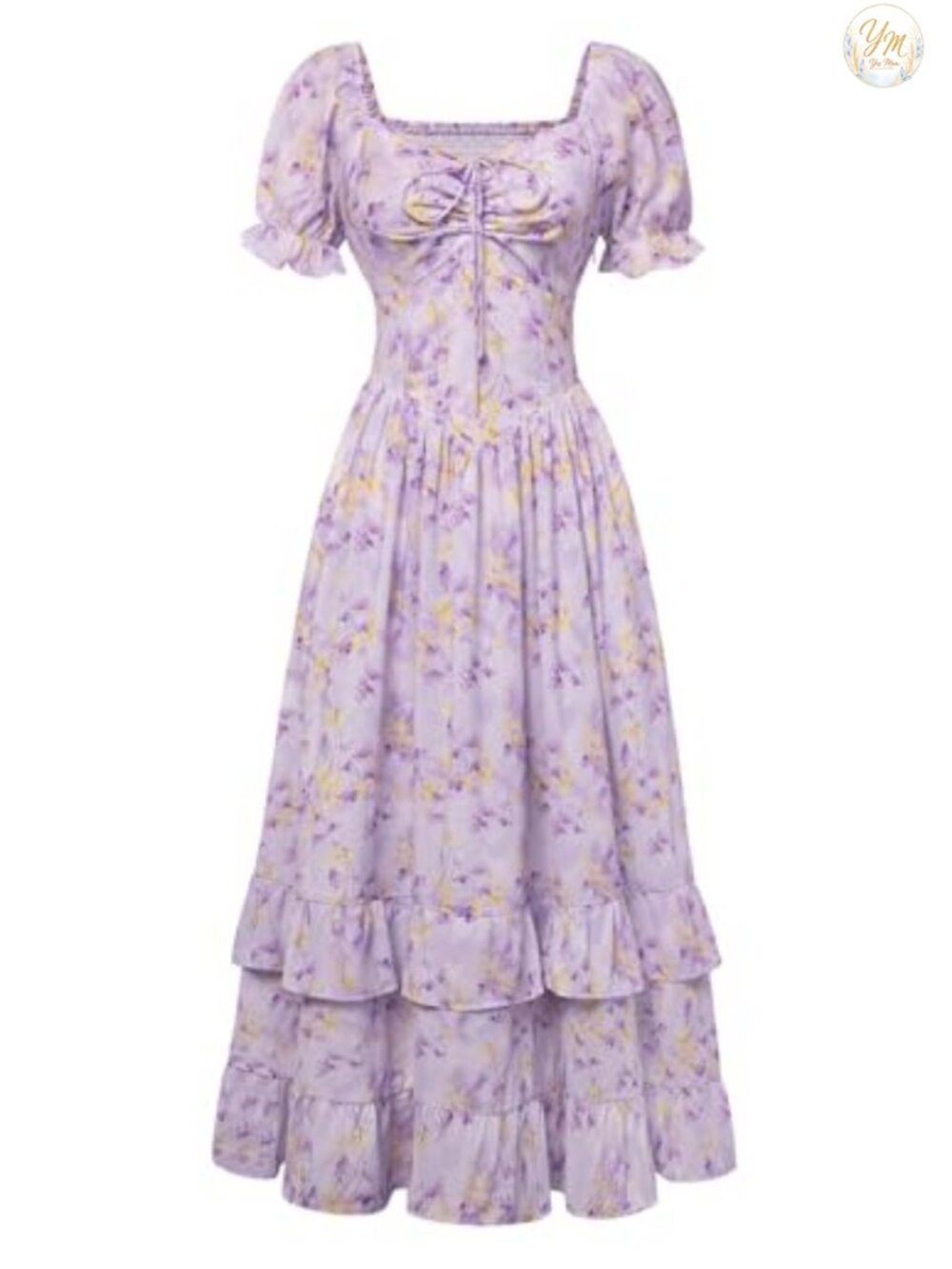 Floral Maxi Dress Puff Sleeve Corset Tea Party Sweetheart
